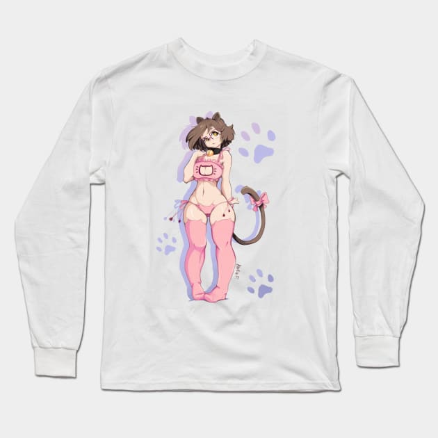 Cat Keyhole Minina Long Sleeve T-Shirt by KrakenParty